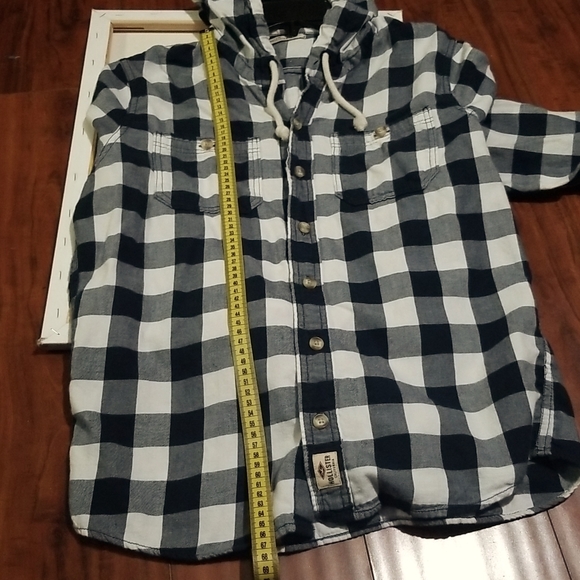 Hollister - Flannel hoodie, Size - L(M) - white with black/grey pattern - Picture 8 of 10